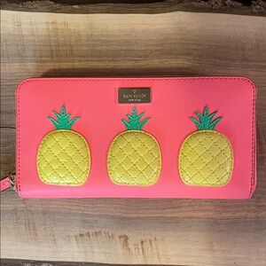 Kate Spade Coral Wallet with Pineapple Accents